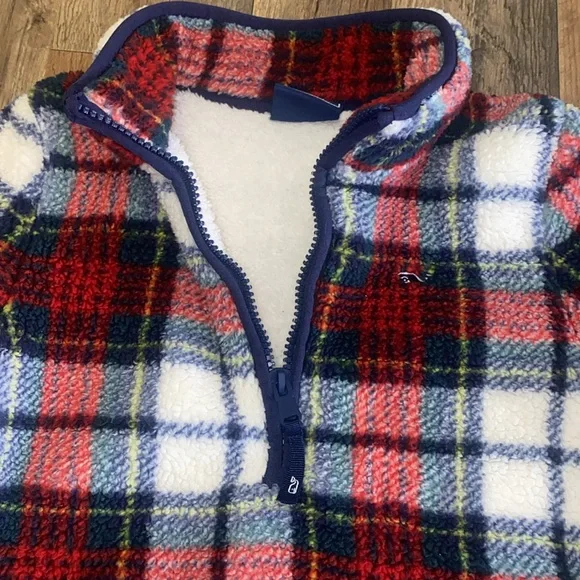 Vineyard Vines Christmas Plaid 1/2 Zip Fleece Size 6